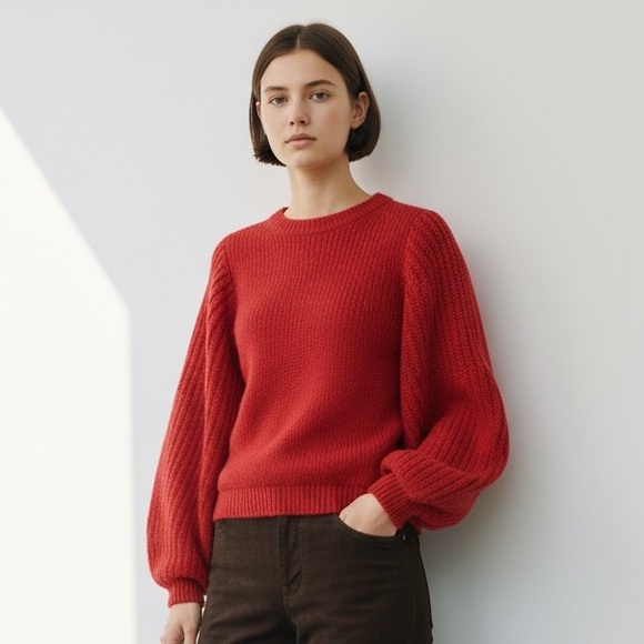 STAUD Sweaters - NWT STAUD Aura Wool Blend Sweater in Rouge Red Size S